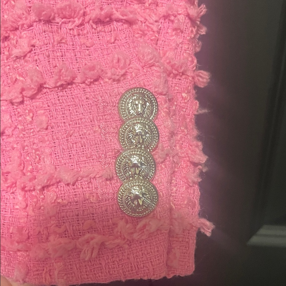 H&M Vibrant Bubble Gum Pink Textured Blazer - Picture 4 of 9
